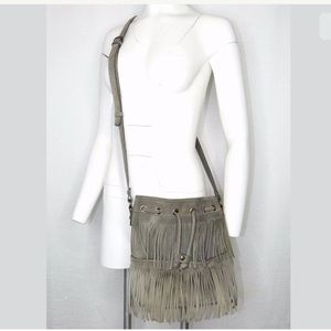 Patricia Nash Bronte Fringe Drawstring Bucket Bag BOHO Texan Style Crossbody